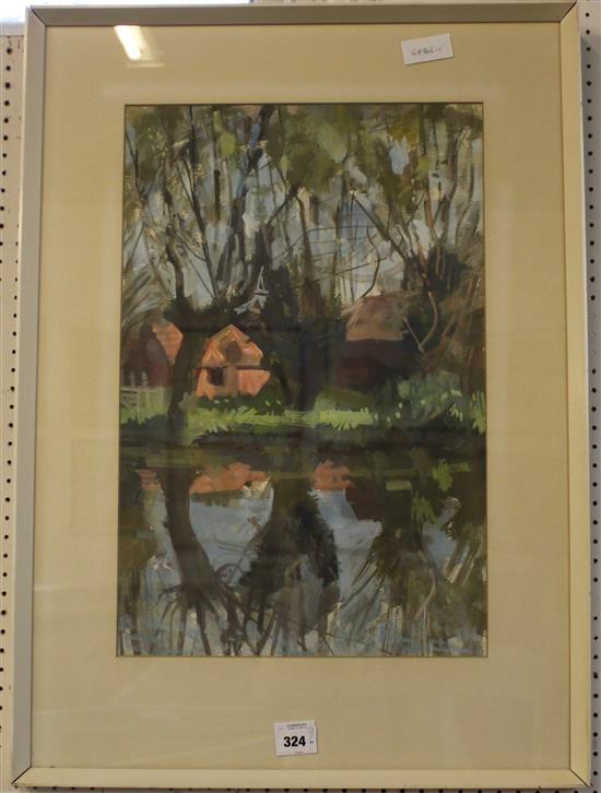 Samuel Dodwell, watercolour, The Pond(-)